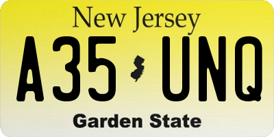 NJ license plate A35UNQ