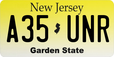 NJ license plate A35UNR