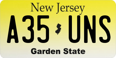 NJ license plate A35UNS