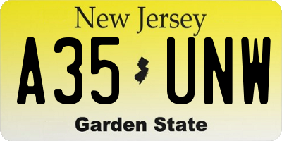 NJ license plate A35UNW