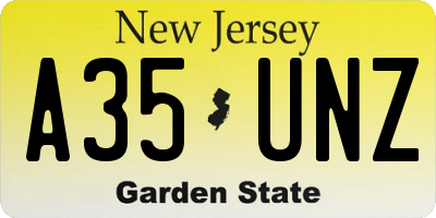 NJ license plate A35UNZ
