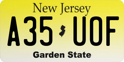 NJ license plate A35UOF