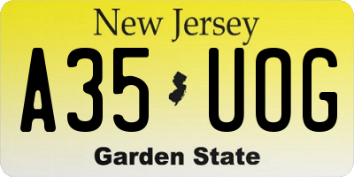 NJ license plate A35UOG