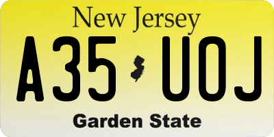 NJ license plate A35UOJ