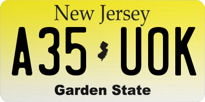 NJ license plate A35UOK