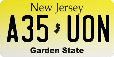 NJ license plate A35UON