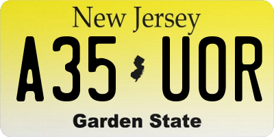 NJ license plate A35UOR