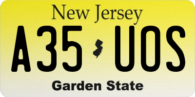 NJ license plate A35UOS