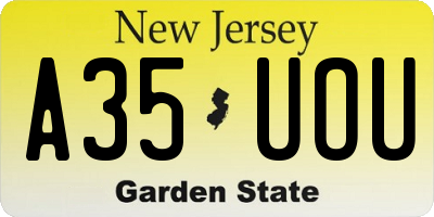 NJ license plate A35UOU