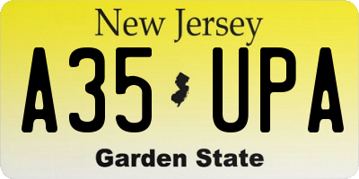 NJ license plate A35UPA