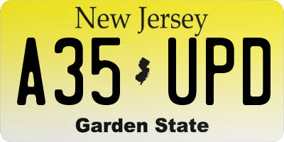 NJ license plate A35UPD