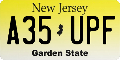 NJ license plate A35UPF