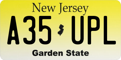 NJ license plate A35UPL
