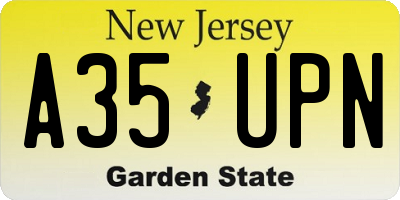 NJ license plate A35UPN