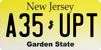 NJ license plate A35UPT