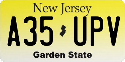 NJ license plate A35UPV