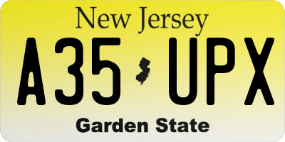 NJ license plate A35UPX