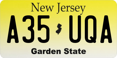NJ license plate A35UQA