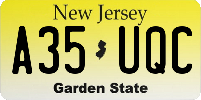 NJ license plate A35UQC