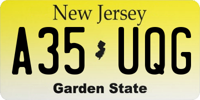 NJ license plate A35UQG
