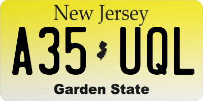 NJ license plate A35UQL