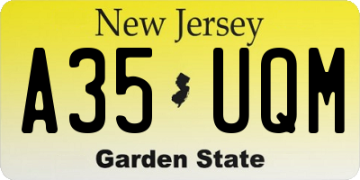 NJ license plate A35UQM