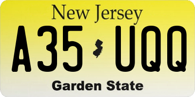 NJ license plate A35UQQ