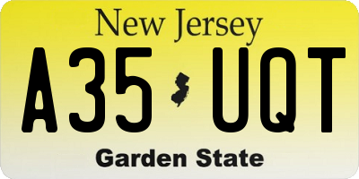 NJ license plate A35UQT