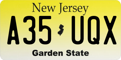 NJ license plate A35UQX