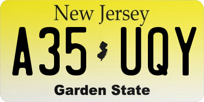 NJ license plate A35UQY