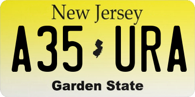NJ license plate A35URA