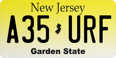 NJ license plate A35URF