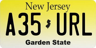 NJ license plate A35URL