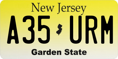 NJ license plate A35URM