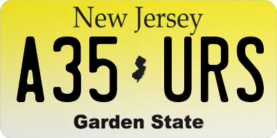 NJ license plate A35URS