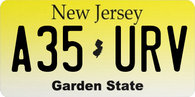 NJ license plate A35URV
