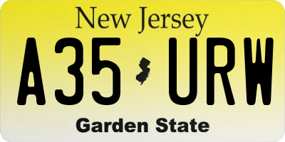 NJ license plate A35URW