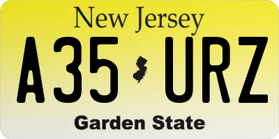 NJ license plate A35URZ