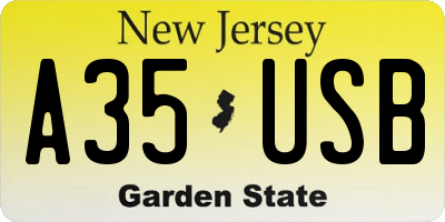 NJ license plate A35USB