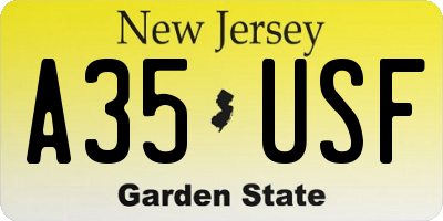 NJ license plate A35USF
