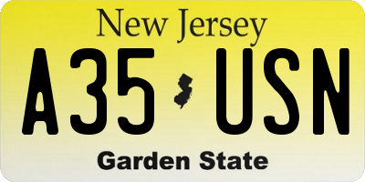 NJ license plate A35USN