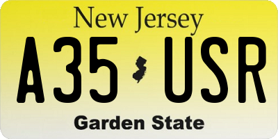 NJ license plate A35USR