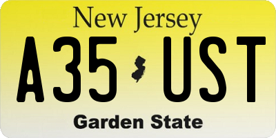 NJ license plate A35UST