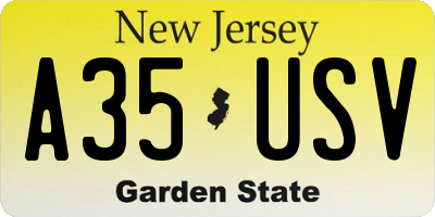 NJ license plate A35USV