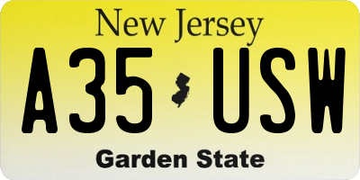 NJ license plate A35USW