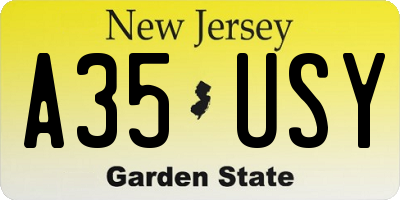 NJ license plate A35USY