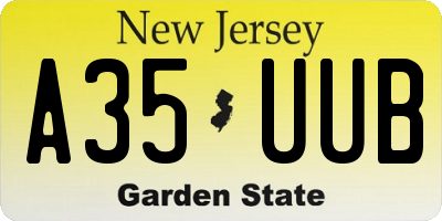 NJ license plate A35UUB
