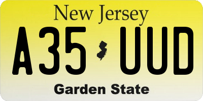NJ license plate A35UUD