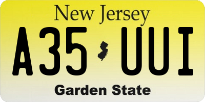 NJ license plate A35UUI