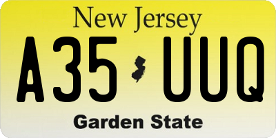NJ license plate A35UUQ